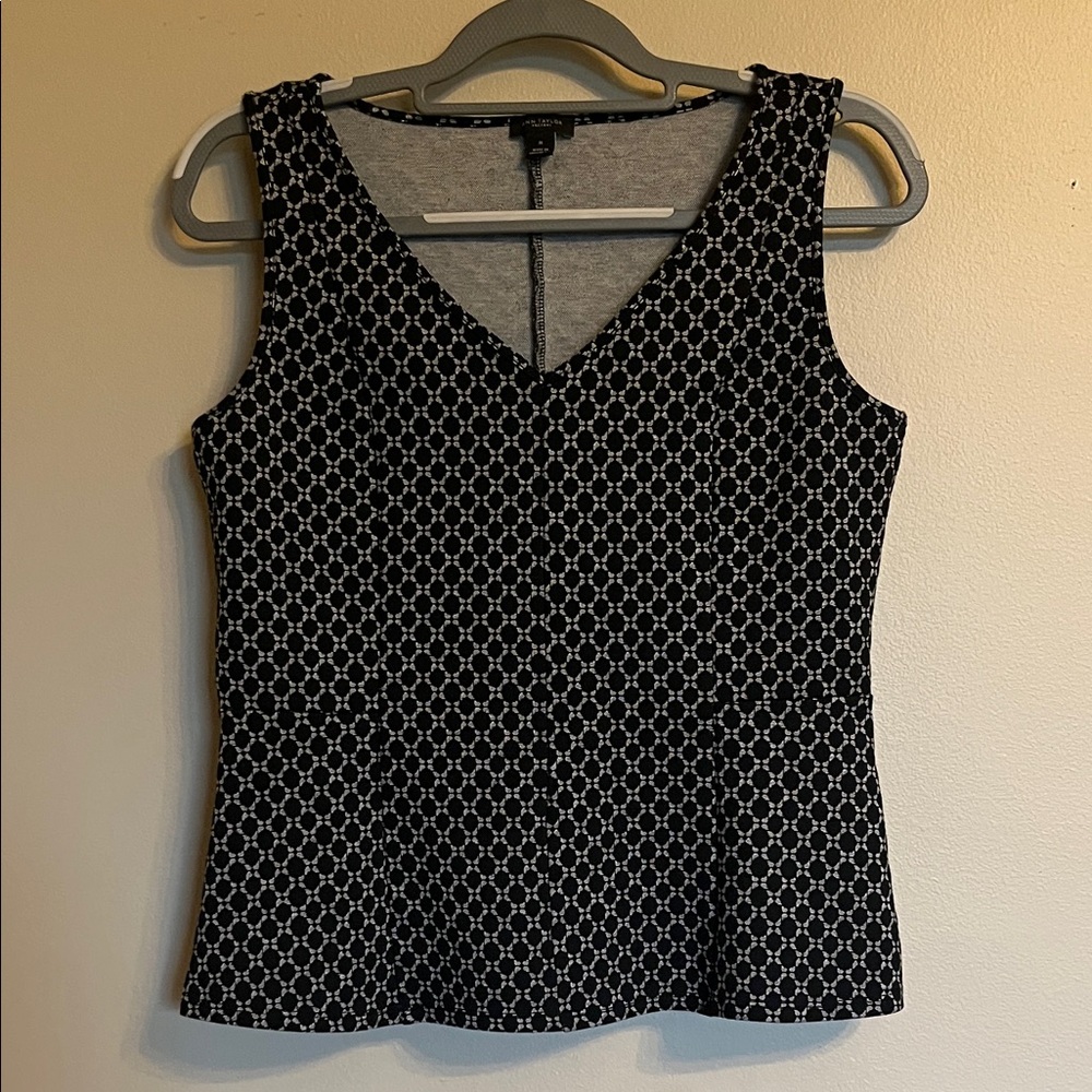 Ann Taylor Black and White Peplum Top